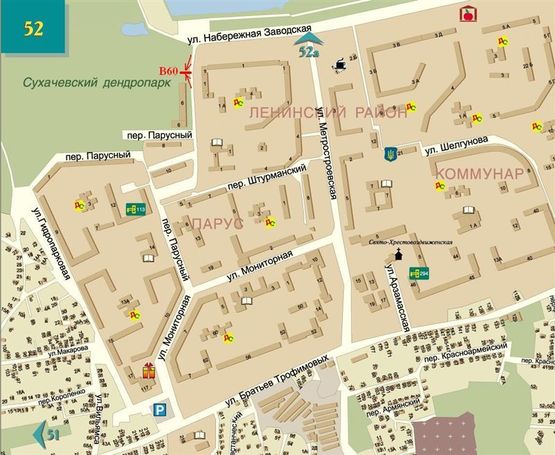 Схема рекламной плоскости по адресу пров.Парусний, 6/пер.Парусный, 6, жм Парус, тупик маршруток, сосредоточение торговых точек