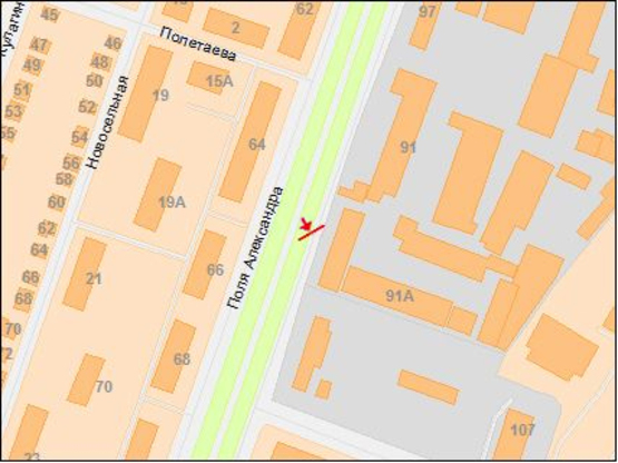 Схема рекламної площини за адресою пр.О.Поля, 103/пр.Кирова, 103, остановка комбинат игрушек