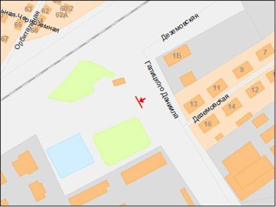 Схема рекламной плоскости по адресу вул.Данила Галицького (лакофарб. з-д)/ул.Буденого (Лакокрасочный завод), жм Западный