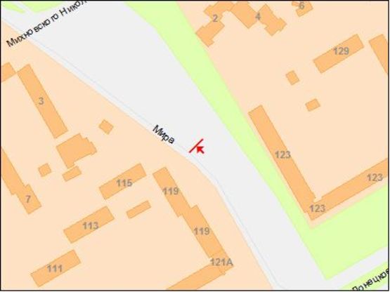 Схема рекламной плоскости по адресу пр.Миру, 119/пр.Мира, 119, рядом ТЦ Караван