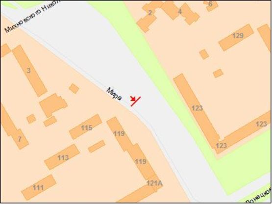 Схема рекламної площини за адресою пр.Миру, 119/пр.Мира, 119, рядом ТЦ Караван Схема рекламної площини за адресою пр.Миру, 119/пр.Мира, 119, рядом ТЦ Караван