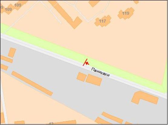 Схема рекламной плоскости по адресу ул.Панікахи, 119 тупик троллейбусів/ул.Паникахи, 117 тупик троллейбусов, АЗС Вог