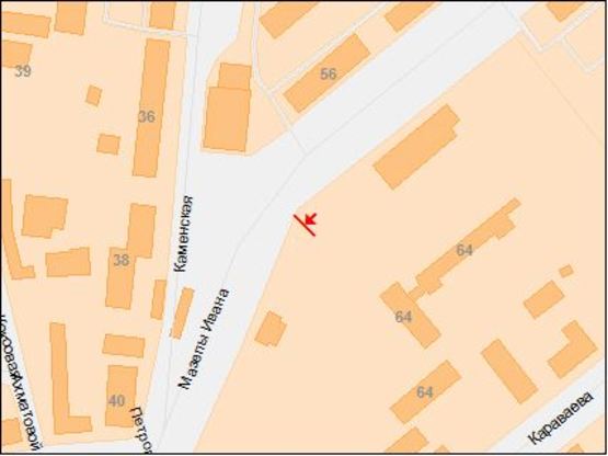 Схема рекламної площини за адресою пр.Івана Мазепи, маг.АТБ, навпроти маг.ПІК, базар, до центру/пр.Петровского, маг.АТБ, напротив маг.ПИК, базар, из центра