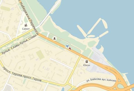 Схема рекламной плоскости по адресу вул. Набережна Перемоги, 134, до центру/ул. Набережная Победы, 134, в центр Схема рекламной плоскости по адресу вул. Набережна Перемоги, 134, до центру/ул. Набережная Победы, 134, в центр