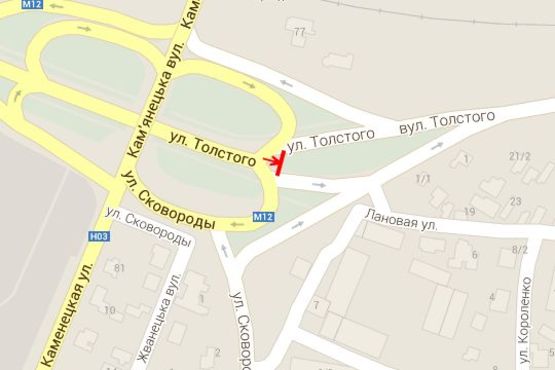 Схема рекламной плоскости по адресу Толстого вул. - Кам`янецька вул.