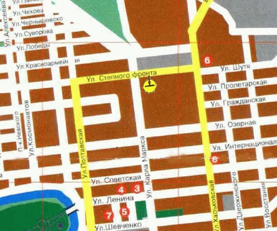 Схема рекламної площини за адресою вул. Степового Фронту,36 біля "КАПИ", в центр/Степного Фронта ул. 36, возле "КАПИ", в центр