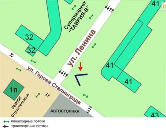 Схема рекламної площини за адресою перекрёсток пр.Мира, ул.Парусная, №11-Б