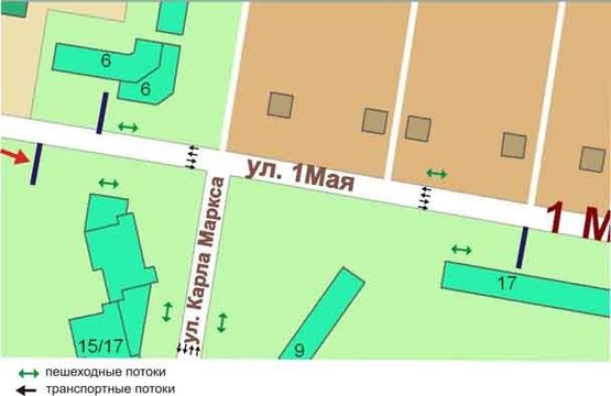 Схема рекламной плоскости по адресу перекрёсток ул.1Мая, ул.В. Шума, №14-А