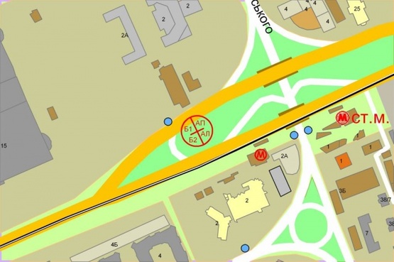 Схема рекламной плоскости по адресу Броварской проспект (разд. клумба)(М)"Левобер. Схема рекламной плоскости по адресу Броварской проспект (разд. клумба)(М)"Левобер.