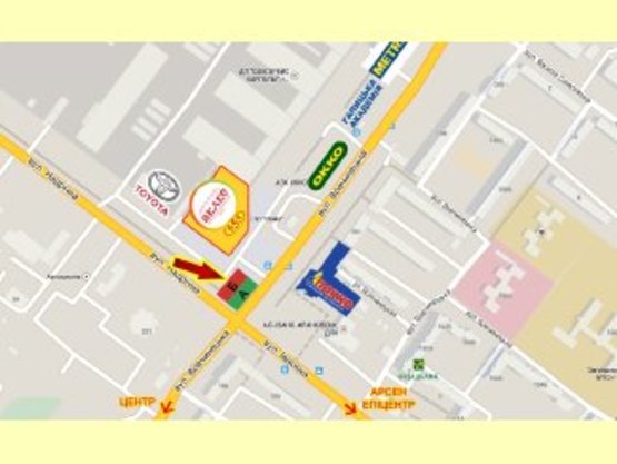 Схема рекламної площини за адресою Вовчинецька-Надрічна  перехрестя  СМ "555", METRO  освітлення