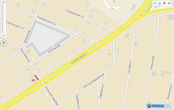 Схема рекламной плоскости по адресу Южная дорога, 65 - ул. Кишиневская