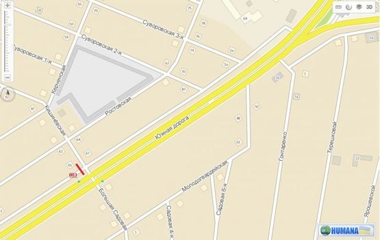 Схема рекламной плоскости по адресу Южная дорога, 65 - ул. Кишиневская