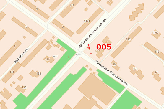 Схема рекламної площини за адресою пр-т Добровольского - ул. Бочарова (левый)