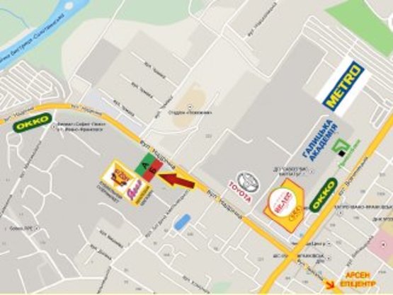 Схема рекламної площини за адресою Надрічна   СМ "Бізон"