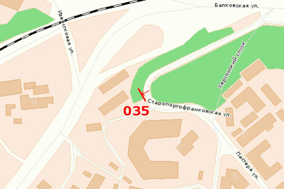 Схема рекламной плоскости по адресу ул. Пастера - ул. Старопортофранковская