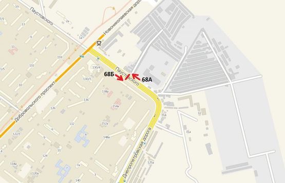 Схема рекламной плоскости по адресу Днепропетровская дорога - ул. Паустовского, 31 (на разделителе, от Таврии В)