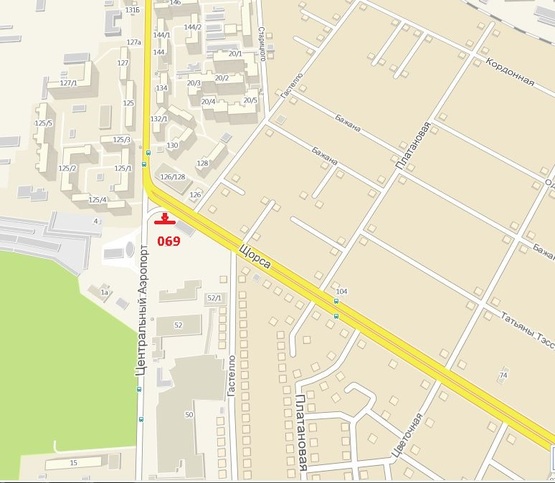 Схема рекламной плоскости по адресу ул. Щорса  -  ул. Гастелло