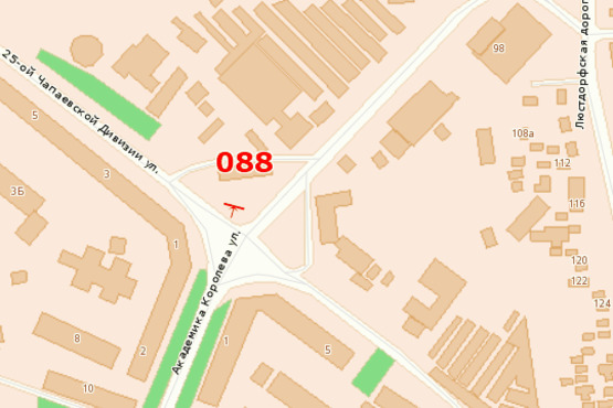 Схема рекламной плоскости по адресу 25 Чапаевской Дивизии - Королева