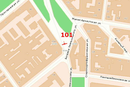 Схема рекламної площини за адресою ул. Мечникова, 100 - ул. Б.Хмельницкого