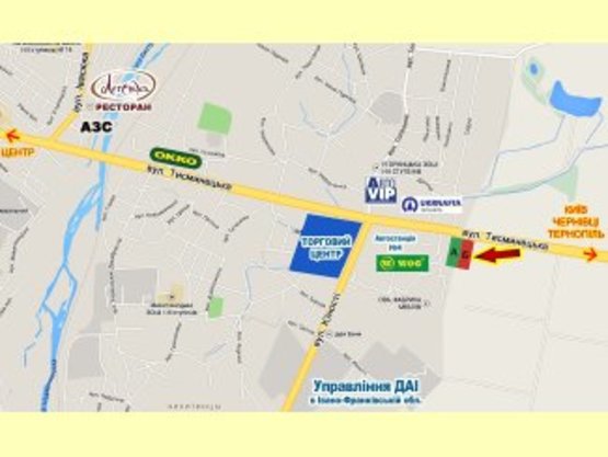 Схема рекламної площини за адресою Тисминецька №7 вїзд в Івано-Франківськ Схема рекламної площини за адресою Тисминецька №7 вїзд в Івано-Франківськ