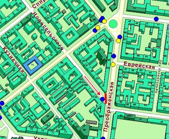 Схема рекламной плоскости по адресу ул. Новосельского - ул. Преображенская