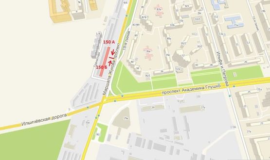Схема рекламної площини за адресою просп. Маршала Жукова, 91-А (возле автостоянки № 3) Схема рекламної площини за адресою просп. Маршала Жукова, 91-А (возле автостоянки № 3)