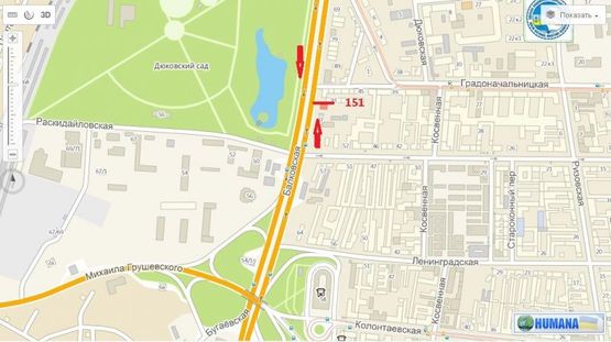 Схема рекламной плоскости по адресу ул. Балковская, 95 (от пересыпи)