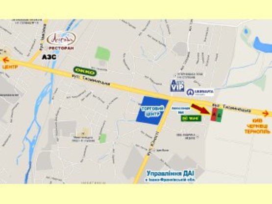 Схема рекламной плоскости по адресу Тисминецька      (біля знаку Івано-Франкіськ) №4