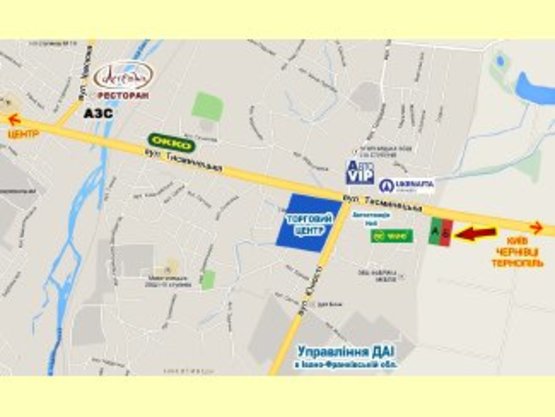 Схема рекламной плоскости по адресу Тисминецька      (біля знаку Івано-Франкіськ) №4