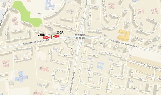 Схема рекламной плоскости по адресу ул. Академика Вильямса 68-Г