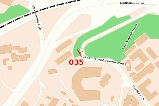 Схема рекламной плоскости по адресу ул. Пастера - ул. Старопортофранковская