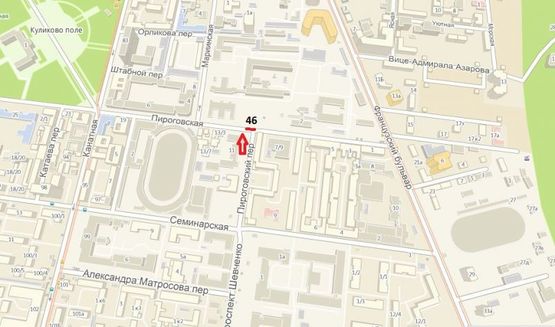 Схема рекламної площини за адресою ул. Пироговская, 11 (напротив)