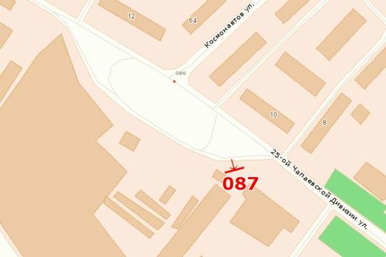 Схема рекламной плоскости по адресу ул.Космонавтов - ул. 25-й Чапаевской дивизии ("Люксор")