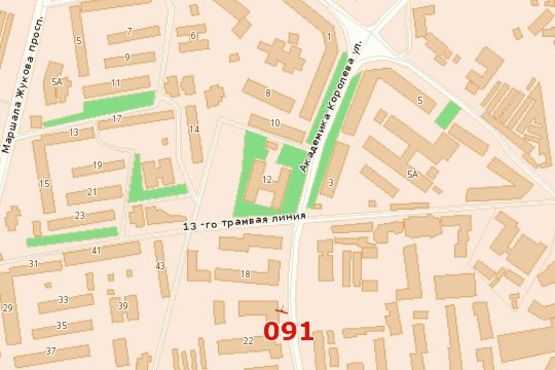 Схема рекламной плоскости по адресу ул. Академика Королёва, 18 (ГАИ Одесской области)