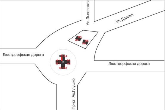 Схема рекламной плоскости по адресу 7 ст. Люстдорфской дор. ВЕРТОЛЕТ