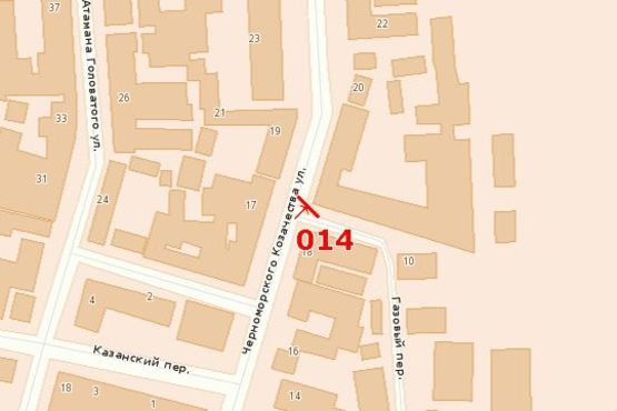 Схема рекламної площини за адресою ул.Черноморского Казачества, 20 - пер.Газовый