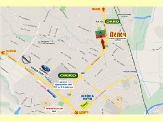 Схема рекламної площини за адресою Виїзд з міста в ст.Львова (Колиба ЛЕЛЕЧ) №2      навпроти ОККО