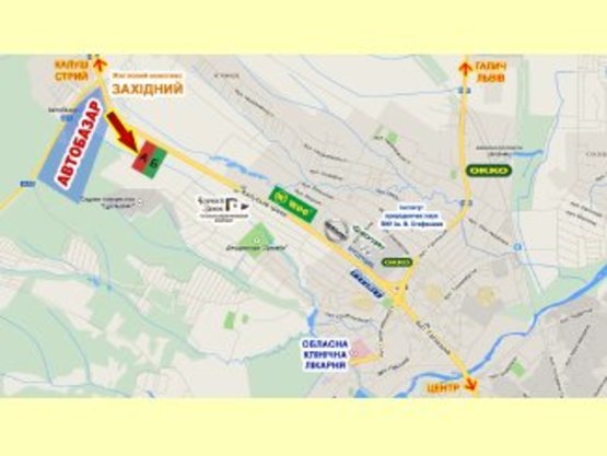 Схема рекламной плоскости по адресу Калуське шосе (АВТОБАЗАР) №2