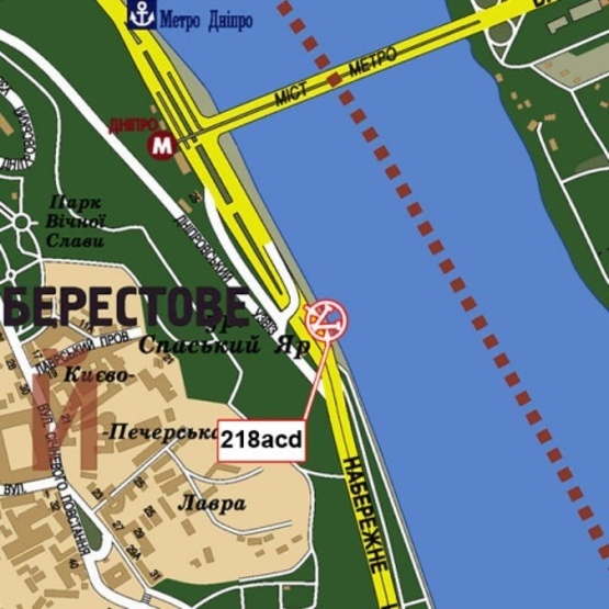 Схема рекламної площини за адресою Набережное шоссе, эл. опора 27 (600 до ст. м. Днепр, в направлении ул. Набережно-Крещатицкой), призма Схема рекламної площини за адресою Набережное шоссе, эл. опора 27 (600 до ст. м. Днепр, в направлении ул. Набережно-Крещатицкой), призма