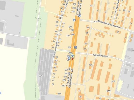 Схема рекламної площини за адресою вул.Стрийська 262, біля комплексу Формула Краси, до центру Схема рекламної площини за адресою вул.Стрийська 262, біля комплексу Формула Краси, до центру