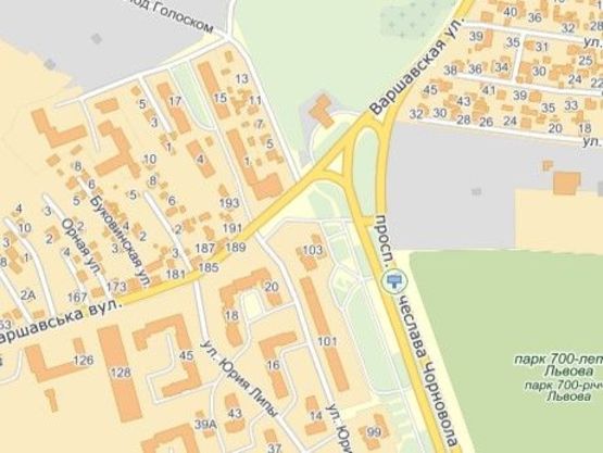 Схема рекламної площини за адресою пр.Чорновола 101, Арсен, Рукавичка, до центру