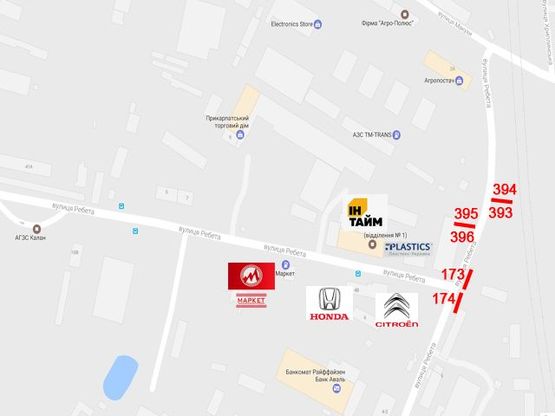 Схема рекламної площини за адресою Ребета Схема рекламної площини за адресою Ребета