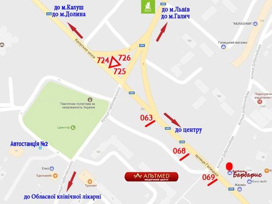 Схема рекламной плоскости по адресу Калуське шосе - Галицька Схема рекламной плоскости по адресу Калуське шосе - Галицька