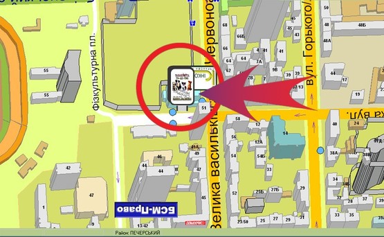 Схема рекламної площини за адресою Вул. Жилянська, 3/53 / Театр Оперети