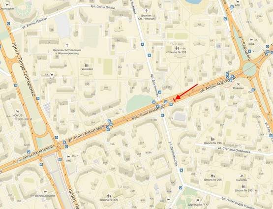 Схема рекламной плоскости по адресу Ахматовой вул., 7/15, / Драгоманова вул.