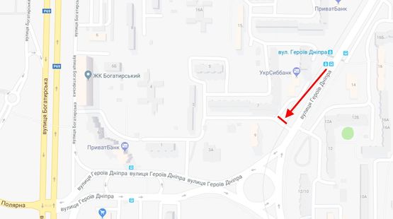 Схема рекламной плоскости по адресу Героїв Дніпра, 9