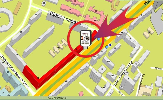 Схема рекламной плоскости по адресу Б-р. Лесі Українки, 24 ("ДЦ", "КофеХауз")