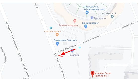 Схема рекламної площини за адресою Григоренка пр., 1 / вул. Олени Пчілки виїзд на пр. Григоренка