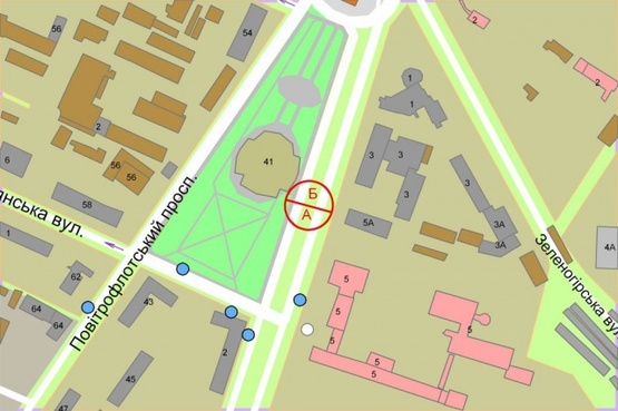 Схема рекламної площини за адресою Народного ополчения (разделитель)