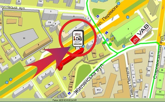 Схема рекламної площини за адресою Пр-т. Перемоги,3 / "КофеХауз" Схема рекламної площини за адресою Пр-т. Перемоги,3 / "КофеХауз"